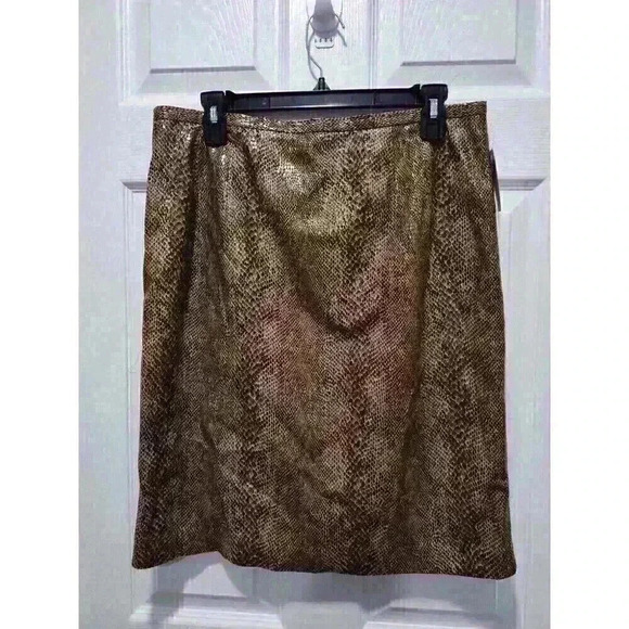 Harve Benard Vintage Faux Brown Snake Skin Pencil Skirt NWOT Lined Size 14‎ - Picture 2 of 5
